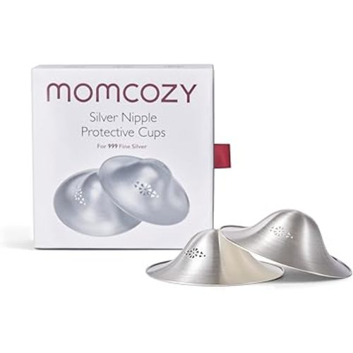 Momcozy 999 Silver Nursing Cups Original Perforated Breathable Design, 999 Silver Nipple Cover for Breastfeeding Essential, Silver Nipple Shield for Nursing Newborn, Metal Nipple Shields, Regular Size