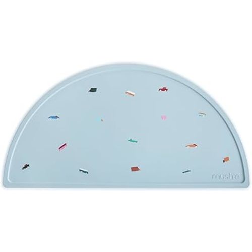 mushie Silicone Placemat for Kids | BPA-Free Non-Slip Design (Retro Cars)