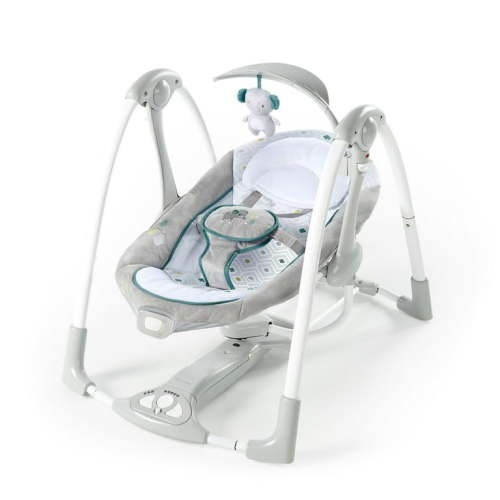 Ingenuity Convert Me 2-in-1 Portable Vibrating Baby Swing, Newborn, Motorized Music, Gray