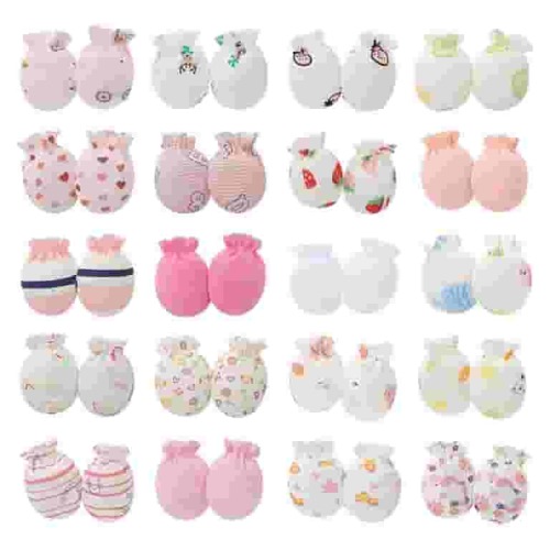 YanQiao 20 Pairs Newborn Baby No Scratch Mittens Unisex Newborn Elastic Cotton Wrist Gloves Infant Toddler Anti Sensitive Mittens Set Free Size White