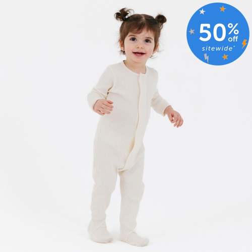 whipped cream ribbed cotton magnetic parent favorite footie – Magnetic Me