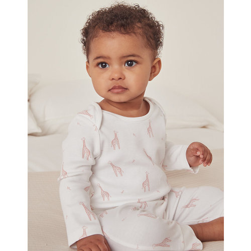 Organic Cotton Pink Giraffe Print Sleepsuit (0–9mths) | Baby Sleepwear | The White Company US