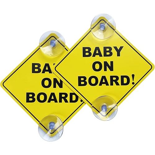 Baby on Board Sticker for Cars 2PCS, WZCNDIDI Baby On Board Warning Signs with Suction Cups, Durable and Strong Without Residue