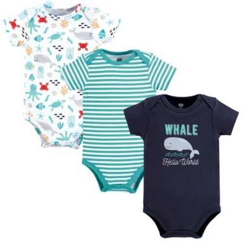 Hudson Baby Infant Boy Cotton Bodysuits, Sea Characters, Size: 6-9 months