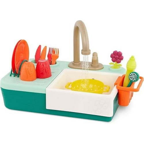 B. toys- Splash-n-Scrub Sink- Pretend Play Color Changing Playset Toy Kitchen Sink Faucet & Running Water, Dishes, Play Food- 3 Years +