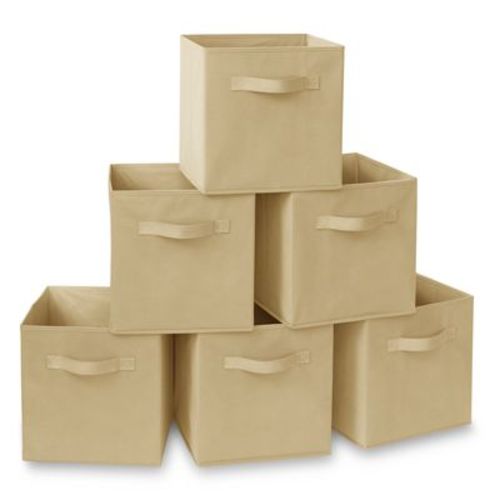 Casafield Set of 6 Collapsible Fabric Storage Cube Bins, Navy Blue - 11" Foldable Cloth Baskets for Shelves and Cubby Organizers