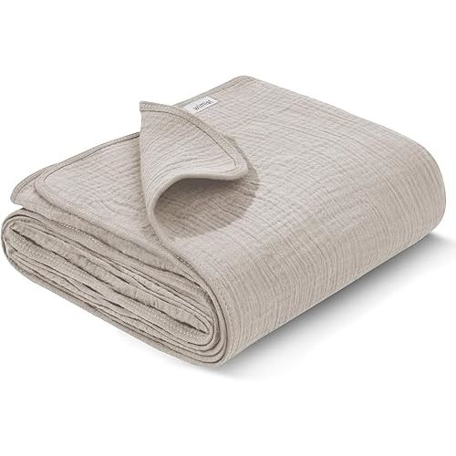 Muslin Swaddle Blankets, Swaddle Blanket for Baby Girls and Boys, Baby Receiving Blankets, Baby Essentials, Suitable for Neutral Newborns and Crib Essentials, Large 40 x 36 inches (Beige)