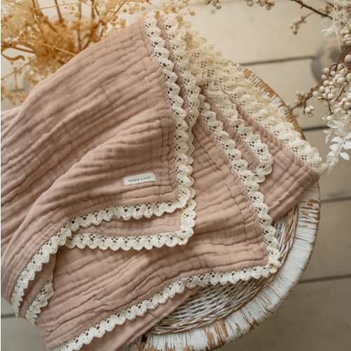 Lullaby Lace - Lux Muslin Gauze Blanket - Tan