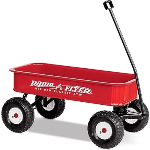 Radio Flyer Steel Wagon, Walking and Riding Cart for Kids Age 1 to 5, Big Red Classic