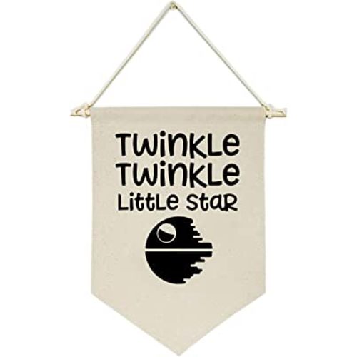 Twinkle Twinkle Little Star - Canvas Hanging Flag Banner Wall Sign Decor Gift for Baby Kids Boy Nursery Teen Room Front Door - Star Wars Quotes