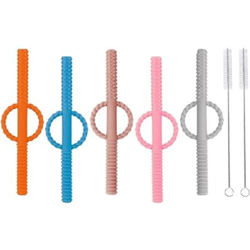 Baby Hollow Teether Tubes,Teething Straws Toy for Babies 3-24 Months,Soft & Durable Infant Tubes Teething Toys,BPA Free& Easy to Clean