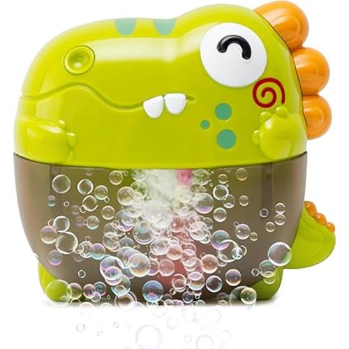 Bath Bubble Machine - Bubble Bath Maker with Lights & Music - Baby Bath Toys Bubble Maker for Bathtub - Dinosaur Toys for Kids 2-4, Strong Suction BPA Free