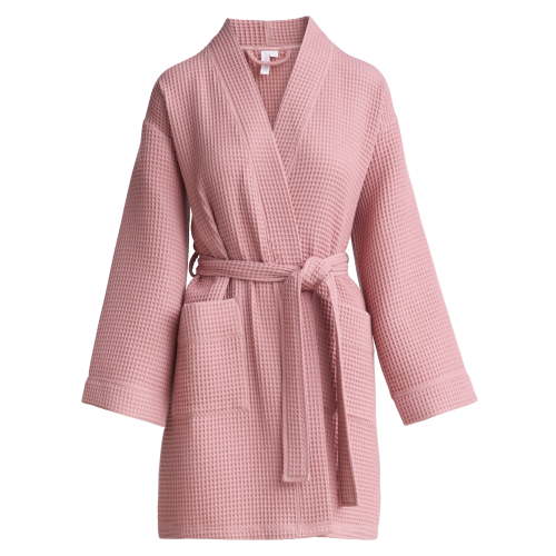 Joyspun Women's Waffle Kimono Short Wrap Robe, Size S-3X