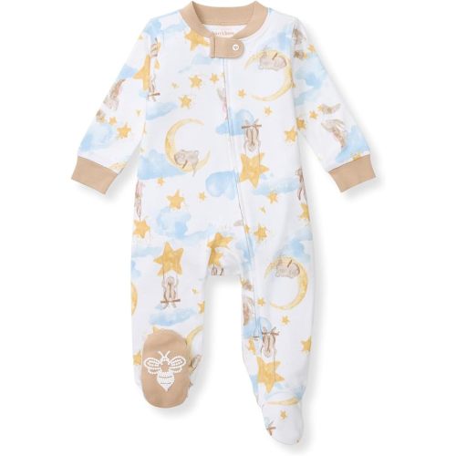 Burt's Bees Baby Boys' Sleep & Play PJs, 100% Organic Cotton One-Piece Zip Front Jumpsuit, Baby Boys Footie Pajamas & PJs