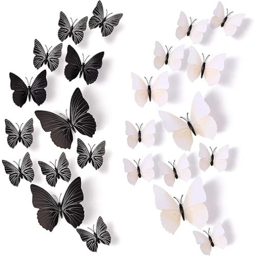 24pcs 3D Vivid Special Man-Made Lively Butterfly Art DIY Decor Wall Stickers Decals Nursery Decoration, Bathroom Décor, Office Décor, 3D Wall Art, 3D Crafts for Wall Art Kids Room Bedroom