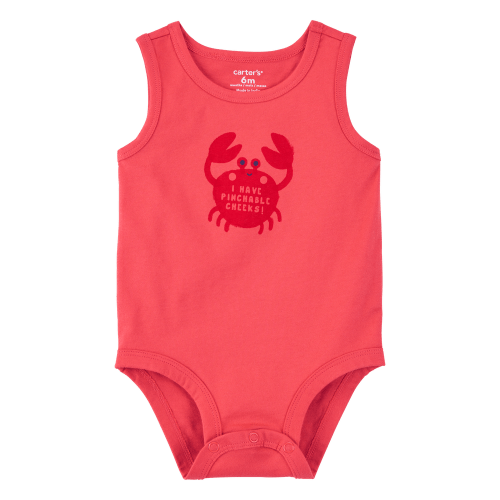 Red Baby Pinchable Cheeks Crab Bodysuit