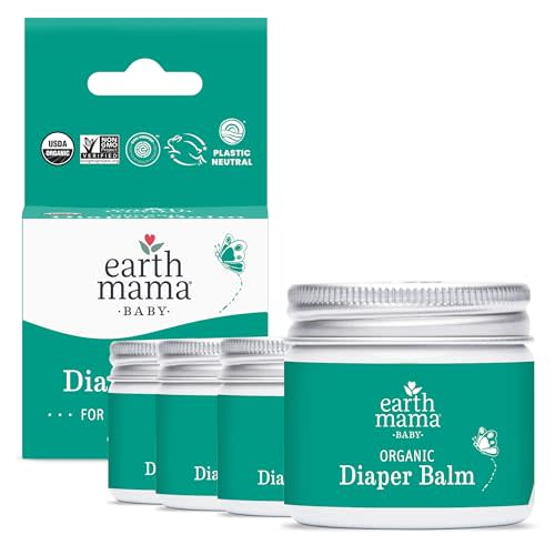 Earth Mama Organic Diaper Balm | Diaper Cream with Calendula | Calm Skin Baby Essentials for Diaper Bag |Multipurpose Baby Ointment, 2-Fluid Ounce (4-Pack)