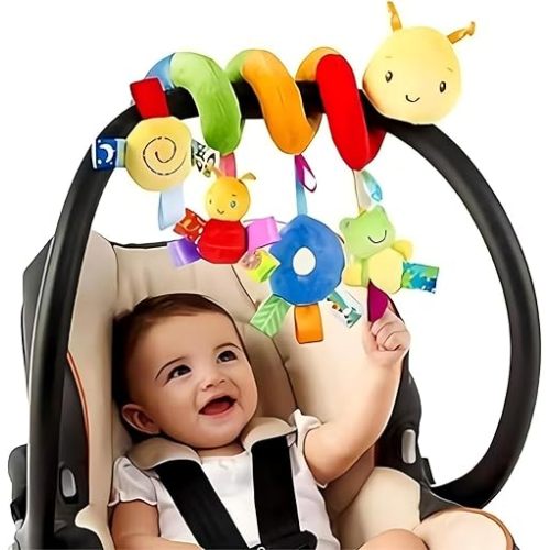 Car Seat & Stroller Toy_Infant Toys Baby Sensory Interaction Cartoon Toys with Ringing Bells_Hanging or Wrapping Around The Infant Bed or Strollea