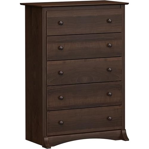 Prepac Sonoma Superior 5-Drawer Chest for Bedroom - Spacious and Stylish Chest of Drawers, Measuring 17.75"D x 31.5"W x 44.75"H, In Espresso Finish