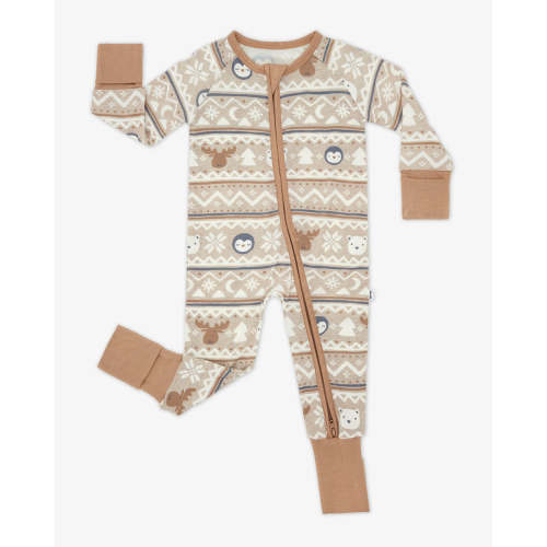 0-3M Frosty Fair Isle Zippy | Little Sleepies