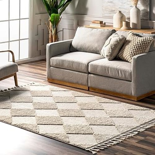 nuLOOM Marissa Trellis 4x6 Area Rug for Living Room Bedroom Dining Room Kitchen, Beige/Ivory