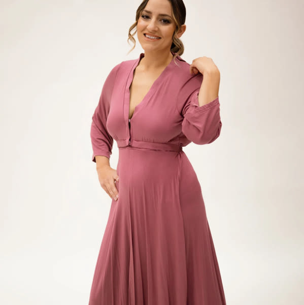 Lila Labor & Postpartum Gown in Dusty Rose
