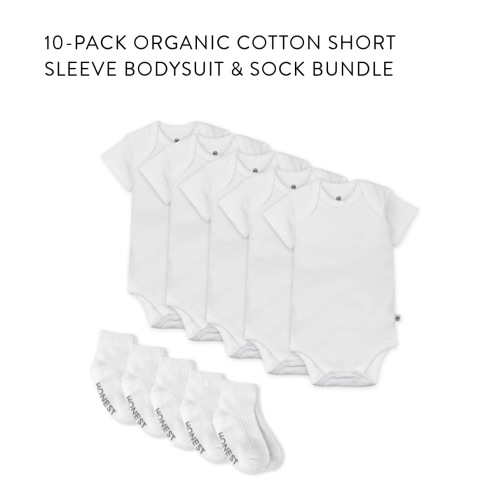 10-Pack Organic Cotton Short Sleeve Bodysuit & Sock Bundle | Honest Baby Clothing