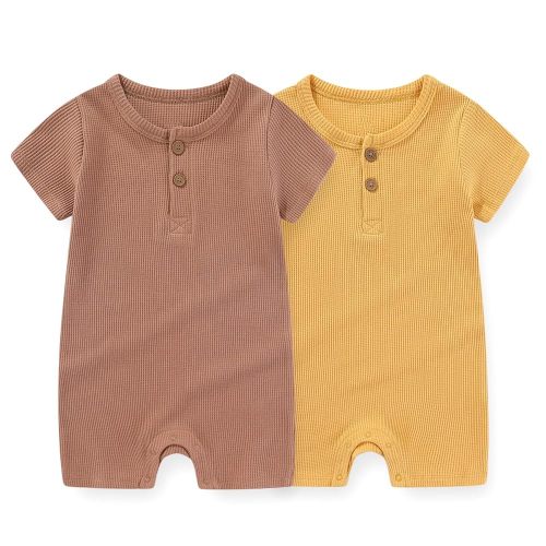 Unisex Short Sleeve Baby Romper 2 Pack Cotton Solid infant Boy Girl Jumpsuits Soft New Born Clothes