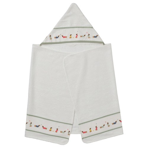 IKEA DRÖMSLOTT Baby towel with hood - puppy pattern/white
