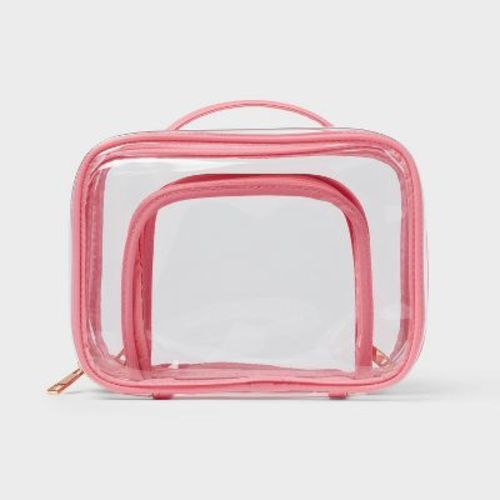 Double Sided Travel Bag - Clear/Pink