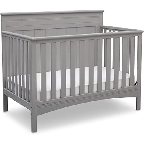 Delta Children Fancy 4-in-1 Convertible Baby Crib - Greenguard Gold Certified, Grey