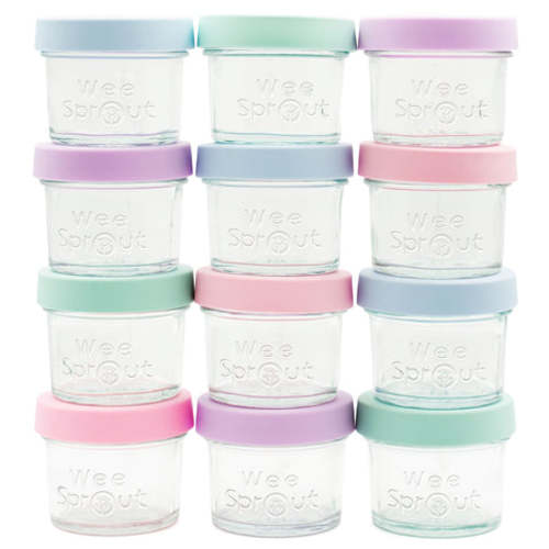 Glass Baby Food Storage Jars with Silicone Lids – 4 oz (Set of 12)