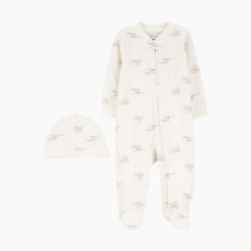 Carter's 2-Piece Sleep & Play and Cap Set - Ivory, 3 M