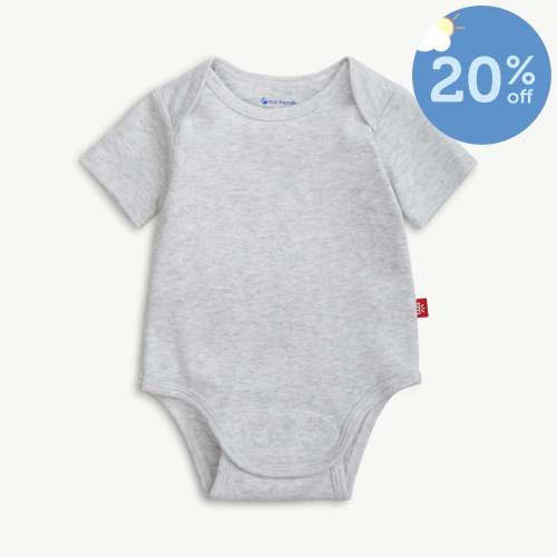light gray melange organic cotton magnetic tiny tornado bodysuit