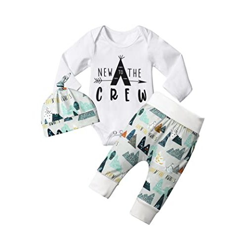 Baby Boy Clothes Tattoo Sleeve Funny Romper Bodysuit+Pants 3PCS Infant Outfits Set