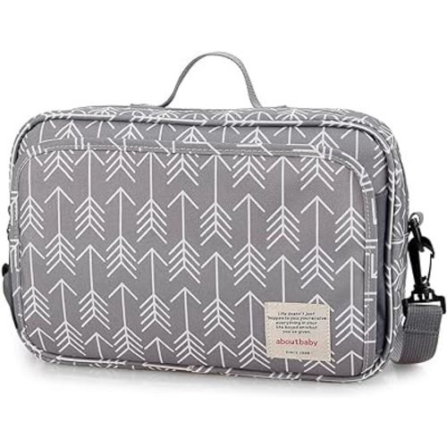 MOMIGO Diaper Caddy Tote Baby Stroller Bag Nursery Storage Bin , Wipes & Toys Mini Diaper Bag for Outdoor (Grey Arrow)
