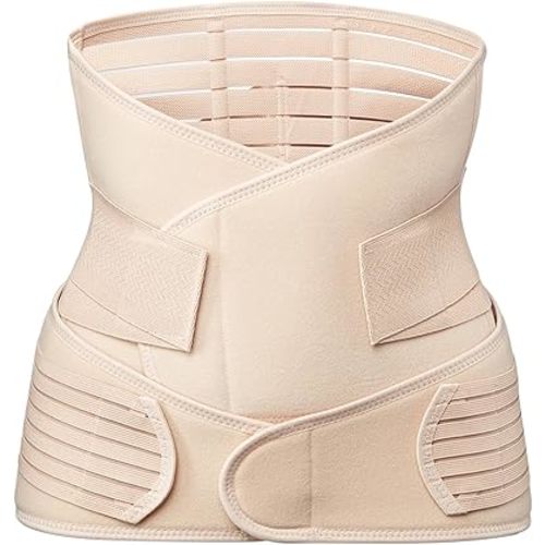 2 in 1 postpartum back support belly band, c section recovery belly binder for pelvis, lumbar, waist pain relief, abdominal belly wrap, girdle for breastfeeding women, Large