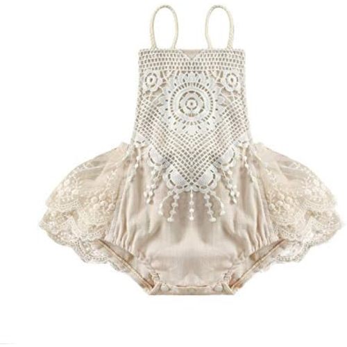 Hnyenmcko Newborn Infant Baby Girl Clothes Lace Romper Dress Ruffle Sleeveless Backless Tassel Jumpsuit Summer Outfit