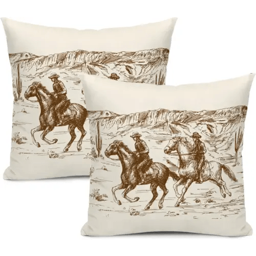 Western Throw Pillow Covers Home Decor 18x18 Inch Cute Western Decorative Pillowcase Cushion Cover for Bed Sofa Couch, 2 Sets