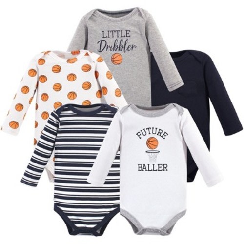 Hudson Baby Infant Boy Cotton Long-Sleeve Bodysuits 5pk, Basketball, Size: 12-18 months
