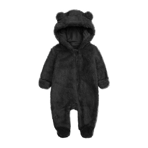 AherBiu Newborn Baby Girl Clothes Onesie 0-3 Months Unisex Fleece Sleepers Zip up Hooded Jumpsuits Winter Coats