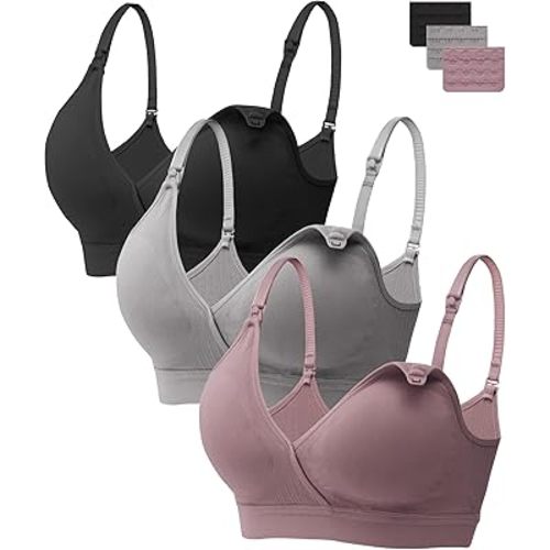 HBselect Nursing Bras for Breastfeeding, Seamless V Neck Maternity Bra Wireless Women Pregnancy Postpartum Bra Sleep Bralette