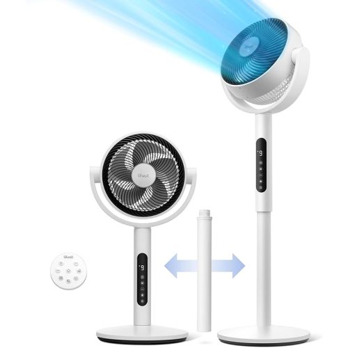 Levoit Standing Fan for Bedroom, CirculAir 120° Oscillating, Quite 20dB, 9 Speeds, 4 Modes, DC Motor, 2 in 1 Pedestal & Tabletop, 82ft, Remote Control, Sensor, 9H Timer, 908CFM Ultra-High Airflow