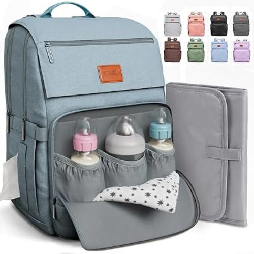 Baby Shower Gifts Diaper Bag Backpack - Large Capacity Baby Bag Backpack, Wide Opening & Easy Access Stylish Baby Diaper Bag - Waterproof, Durable, Travel-Friendly Organizer w/ Foldable Changing Pad