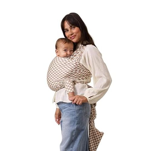 Solly Baby Wrap, Buttery-Soft Baby Carrier Newborn to Toddler 8-25 Lbs., Lightweight & Hands-Free Infant Wrap, Breathable Carrier, Baby Wearing & Postpartum Essential, New Mom Gift, Almondine Chequer