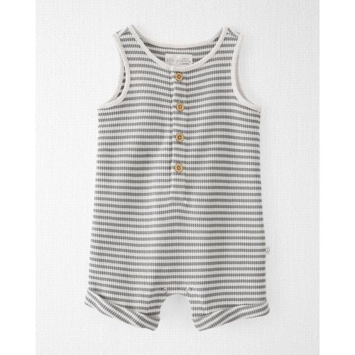 Baby Striped Recycled Waffle Knit Romper - 6M - Olive Sage