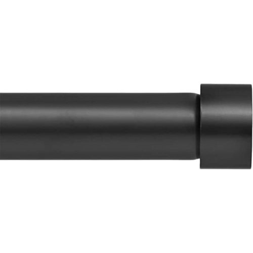Ivilon Drapery Window Curtain Rod - End Cap Style Design 1 Inch Pole. 72 to 144 Inch Color Black - 72 to 144 in.