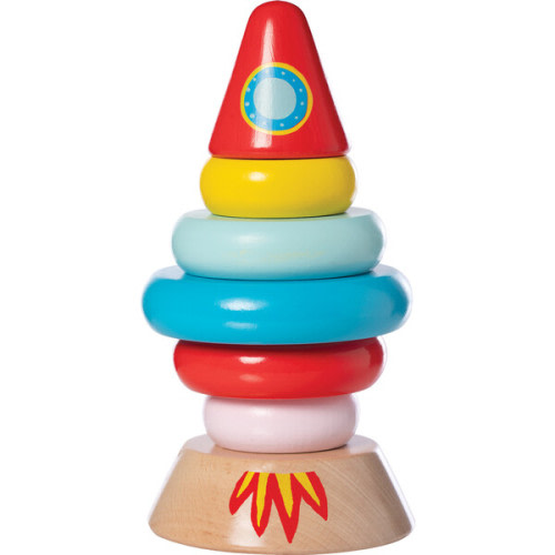 Magnetic Wood Stacker Rocket - Manhattan Toy Infant Development | Maisonette