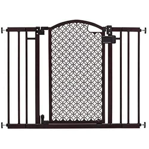 Home Decorative Walk-Thru Baby Gate, Metal with Bronze Finish, Decorative Arched Doorway – 30” Tall, Fits Openings up to 28” to 42” Wide, Baby and Pet Gate for Doorways and Stairways