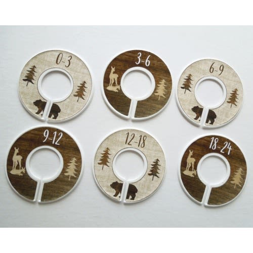 Rustic Bear Nursery Closet Dividers, Woodland Nursery, Brown Tan Baby Clothes Dividers, Plastic Clothes Organizer, Lily Nursery Shop